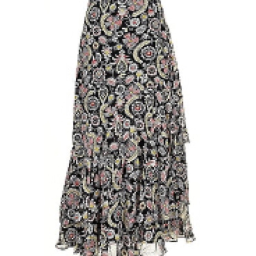 Floral Paisley Maxi Skirt - Black